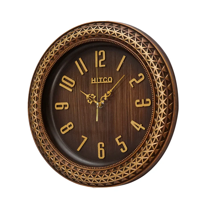 Round Wooden Brown Simple Home Wall Clock