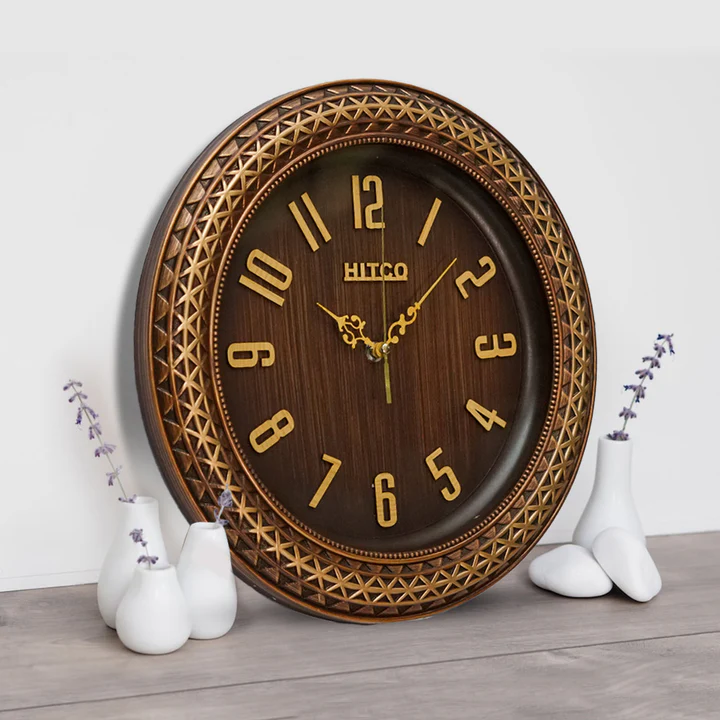Round Wooden Brown Simple Home Wall Clock