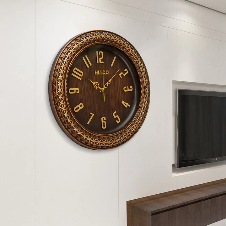Round Wooden Brown Simple Home Wall Clock