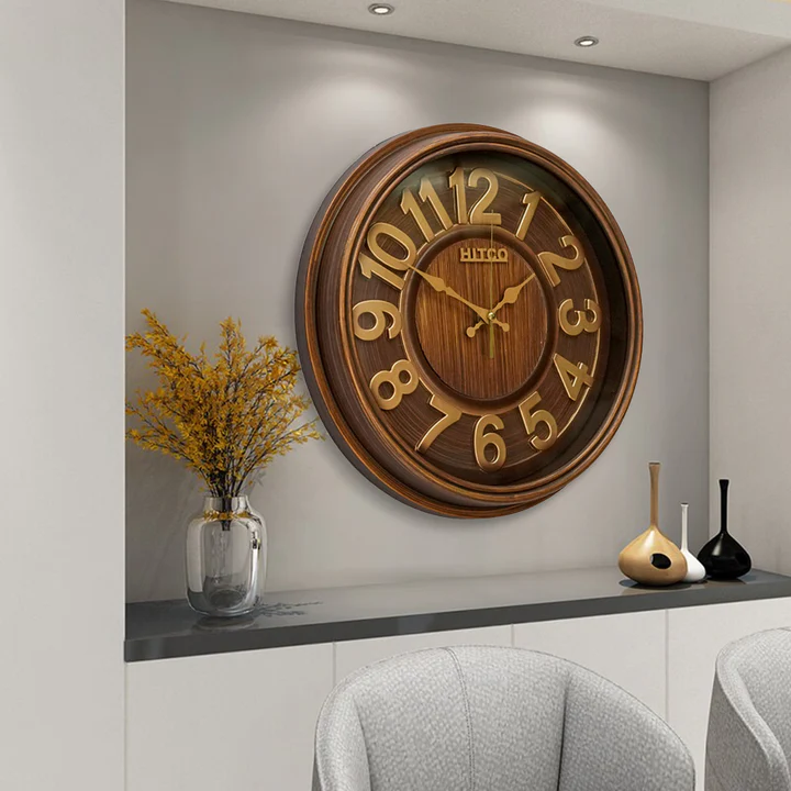 Wooden Brown Round Wall Clock