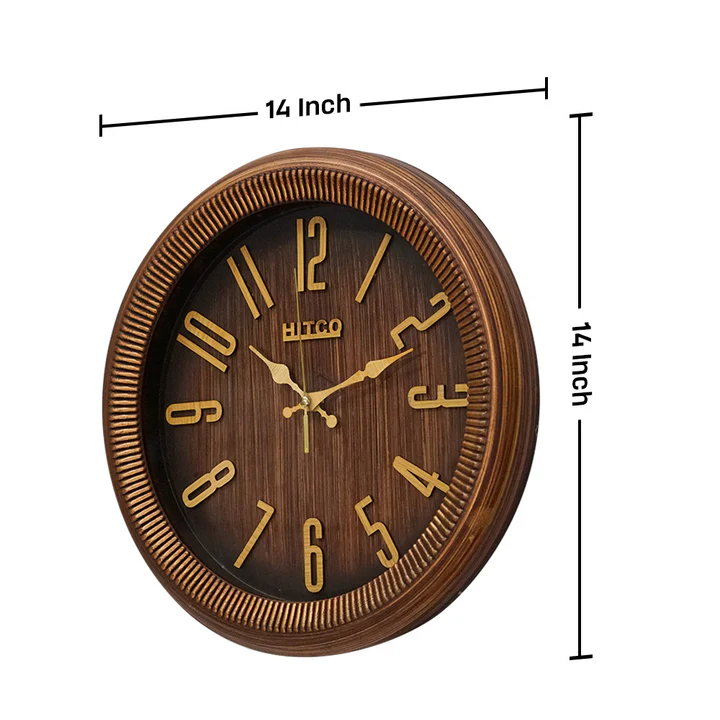 Round Wooden Brown Simple Home Wall Clock