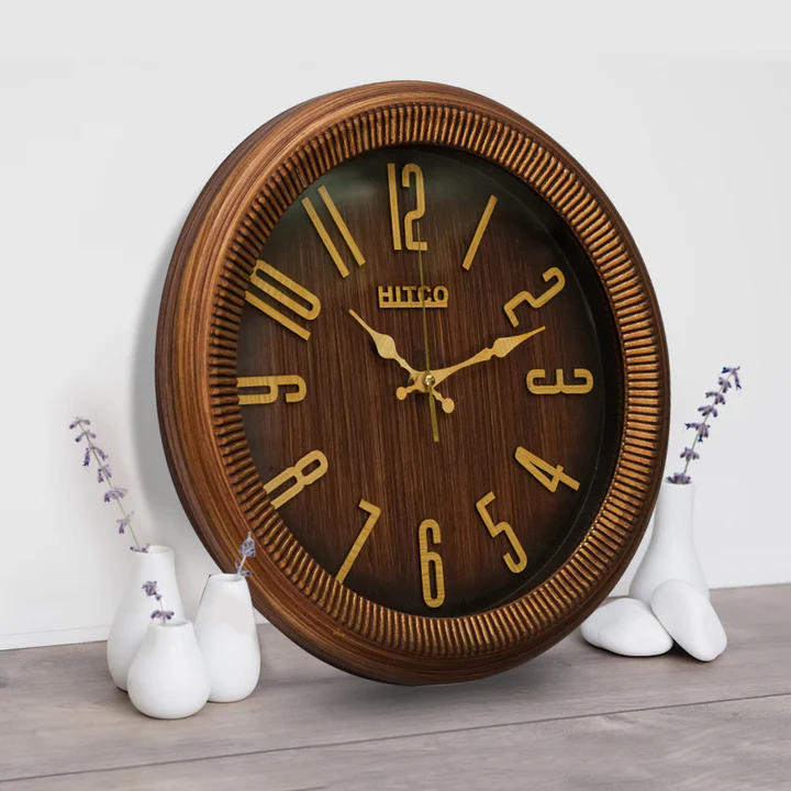 Round Wooden Brown Simple Home Wall Clock