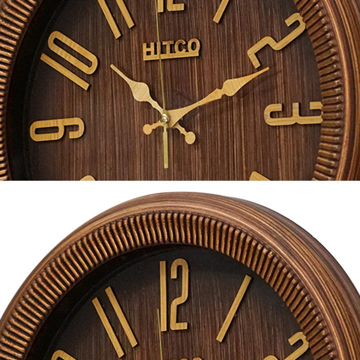 Round Wooden Brown Simple Home Wall Clock