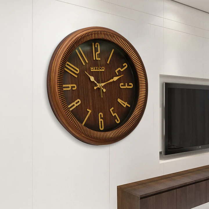 Round Wooden Brown Simple Home Wall Clock