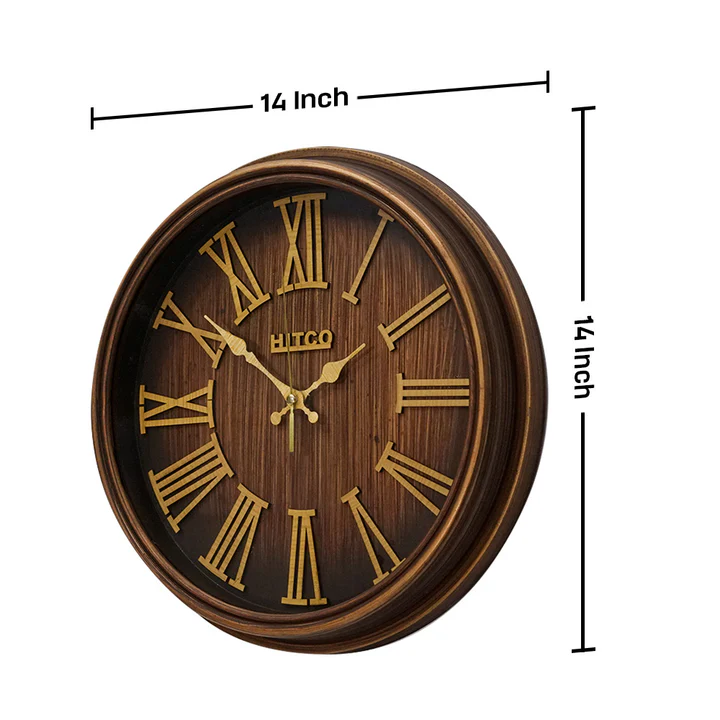 Wooden Brown Round For Home Wall Clock