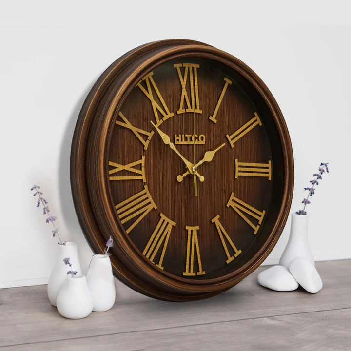 Wooden Brown Round For Home Wall Clock