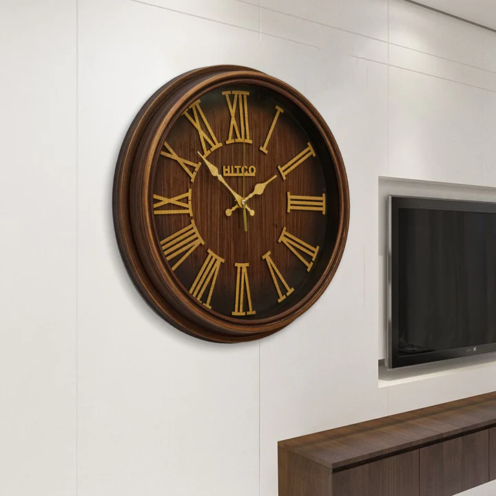 Wooden Brown Round For Home Wall Clock