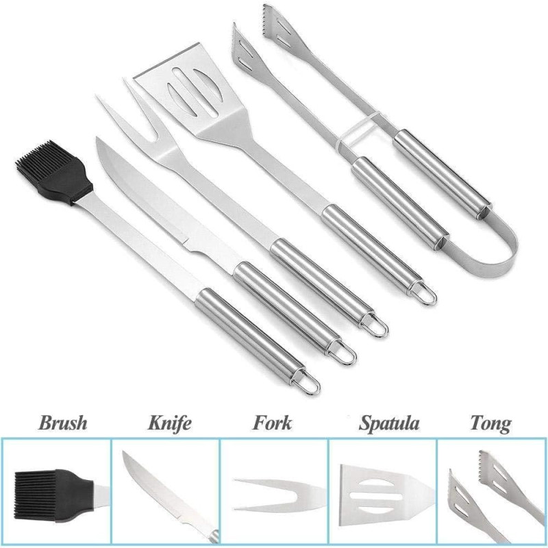 5pcs Stainless-Steel BBQ Grill Tool Set