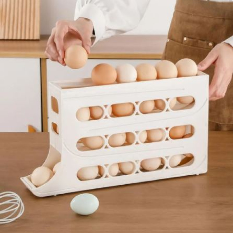 4-Layer Rolling Egg Rack Capacity Egg Storage Box