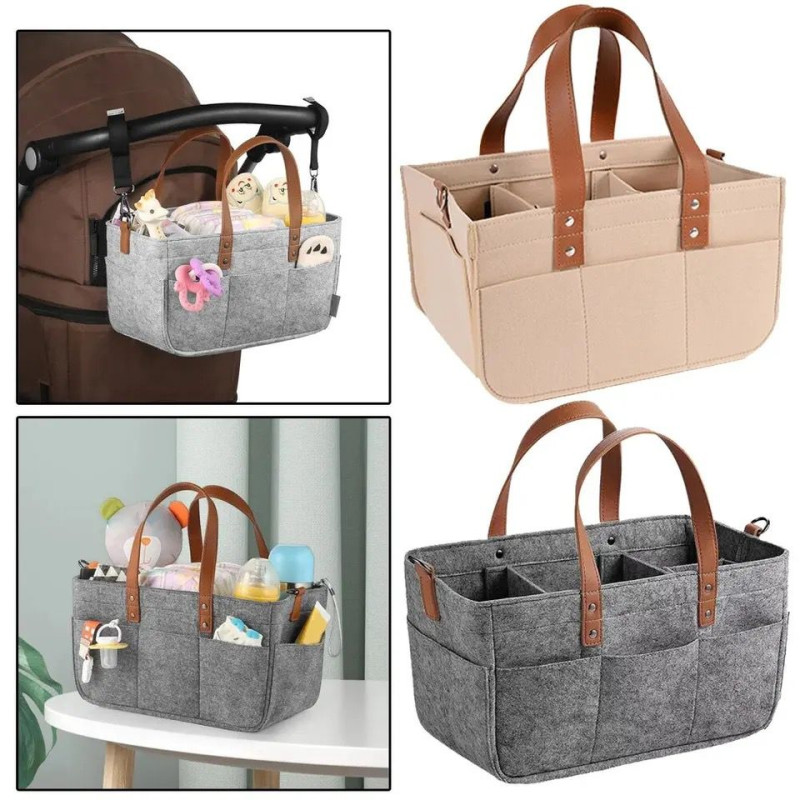 Foldable Travel Felt Storage Bag Baby Diaper Caddy Organizer