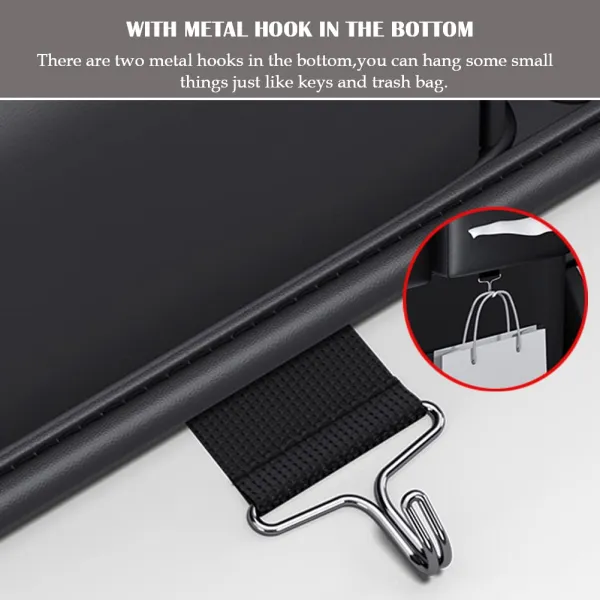 Car Backseat Organizer, Hanging PU Leather Car Seat Storage Box, Tissue Box and Cup Holder