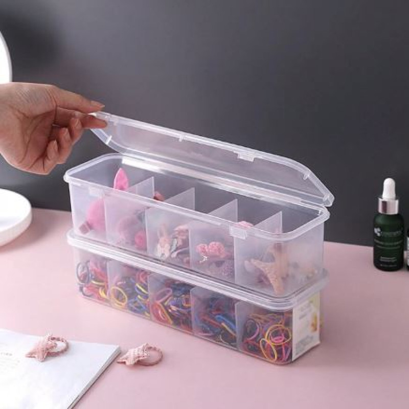1pc Five Compartment Storage Box For Storing Household Hair Accessories