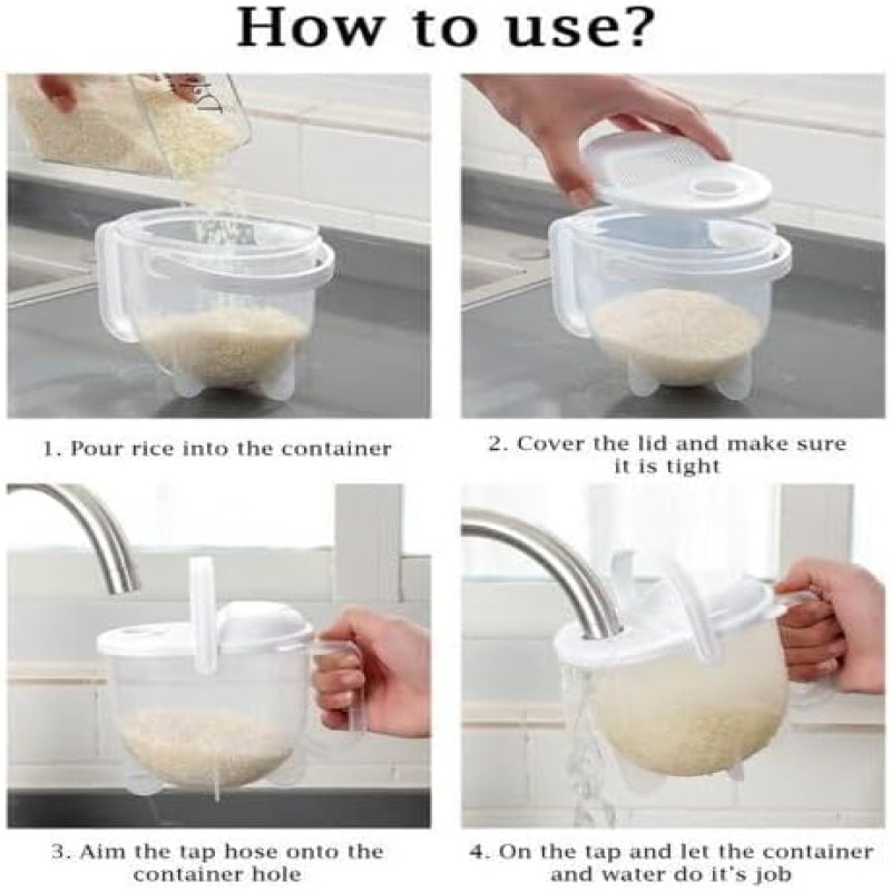 Manual Plastic Rice Cleaner Washing Bowl With Handle Rice Washer
