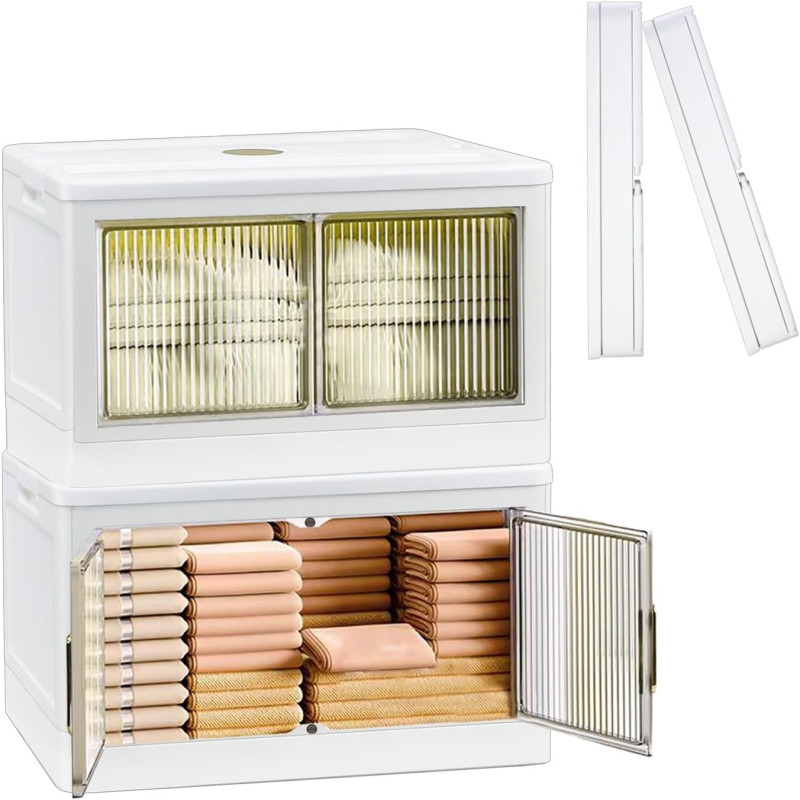 Plastic Storage Bins / Container With Lid Clear Stackable Storage Bin For Closet Collapsible Storage Bins