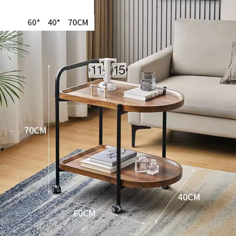 Movable 2-Tier With Wheel Coffee Table Side Table Tea