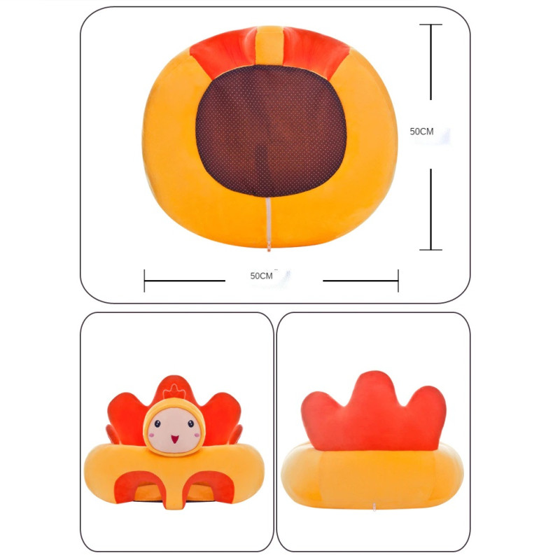 Learn To Sit With Back Support 3D Character Baby Floor Seat Red Pink Fox