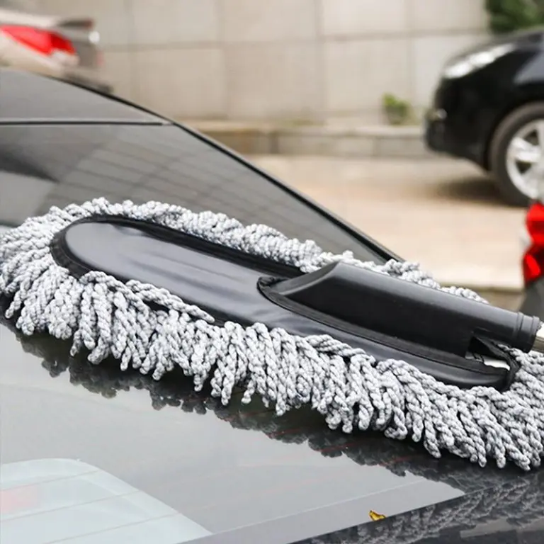 Car Cleaning Mop Removable Telescopic Wax Mop Dust Removal Car Wash Brush Microfiber