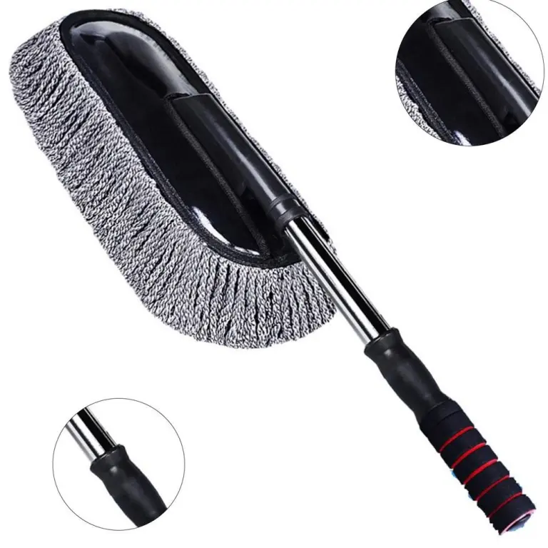 Car Cleaning Mop Removable Telescopic Wax Mop Dust Removal Car Wash Brush Microfiber
