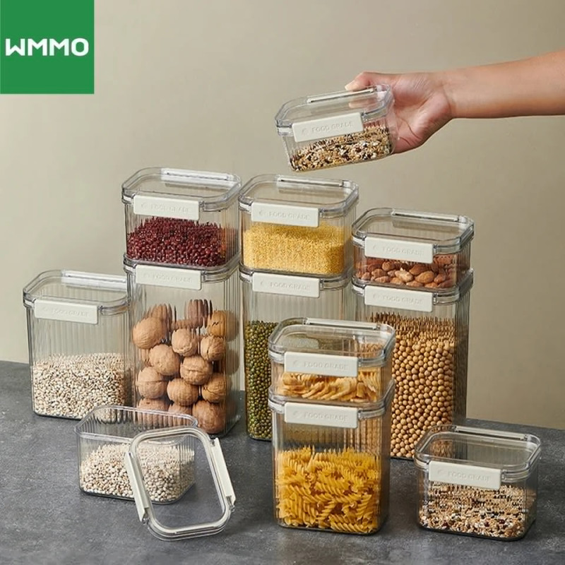 4-Piece Airtight Food Storage Container Set – Stackable Plastic Pantry Organizers