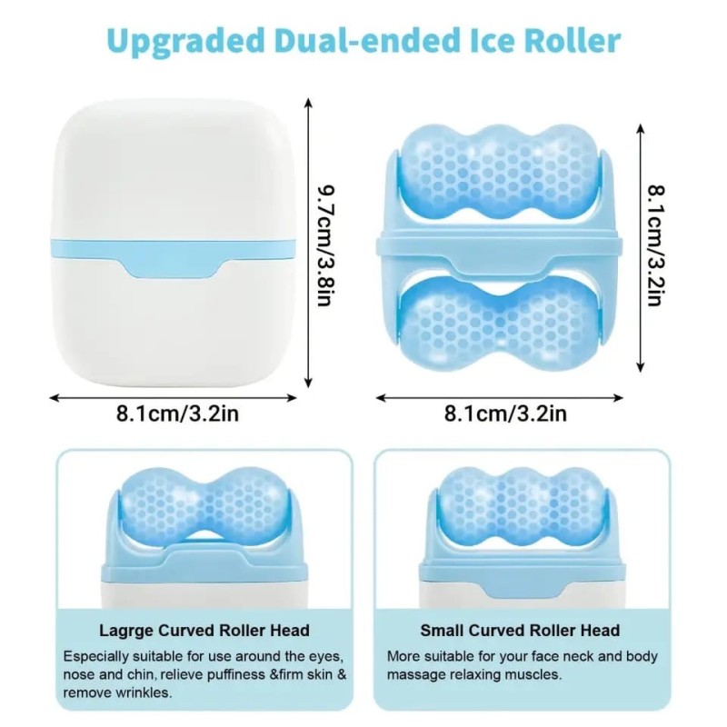 2 in 1 Facial Ice Roller for Face & Body Massager Double Head Facial Ice Roller for Puffy Eyes, Reduce Wrinkles