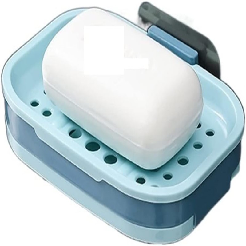 Bathroom Soap Dish Storage Basket Box Plastic Drain Holder Strong Wall Hanging Soap Box Punch-free Suction