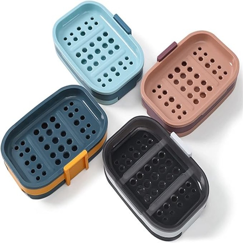 Bathroom Soap Dish Storage Basket Box Plastic Drain Holder Strong Wall Hanging Soap Box Punch-free Suction