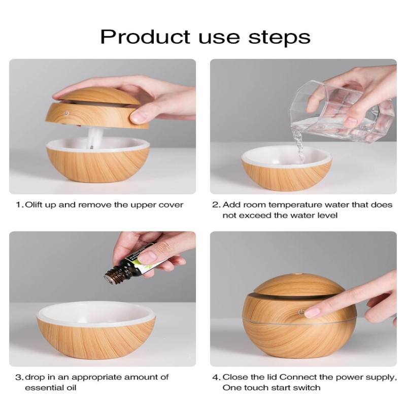 Mini Homewood Air Humidifier Electric Air Aroma Diffuser Purifier USB Ultrasonic Cool Mist Sprayer Essential Oil Fragrance