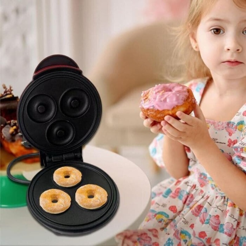 Mini 3 Hole Donut Machine, Non Stick Coated Doughnut Machine, 220V Mini Donut Makers