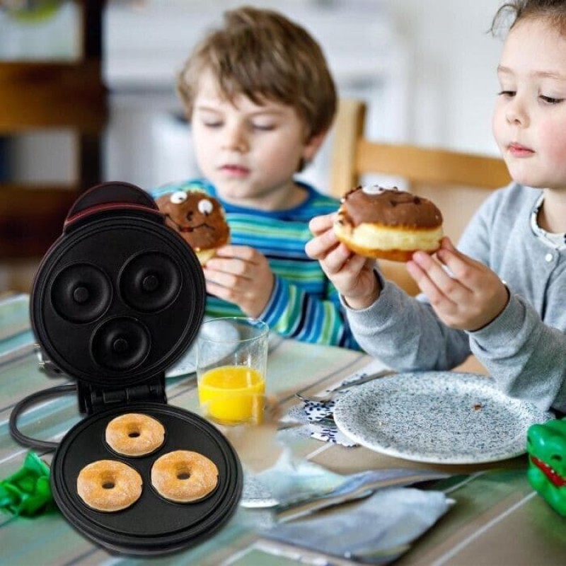 Mini 3 Hole Donut Machine, Non Stick Coated Doughnut Machine, 220V Mini Donut Makers