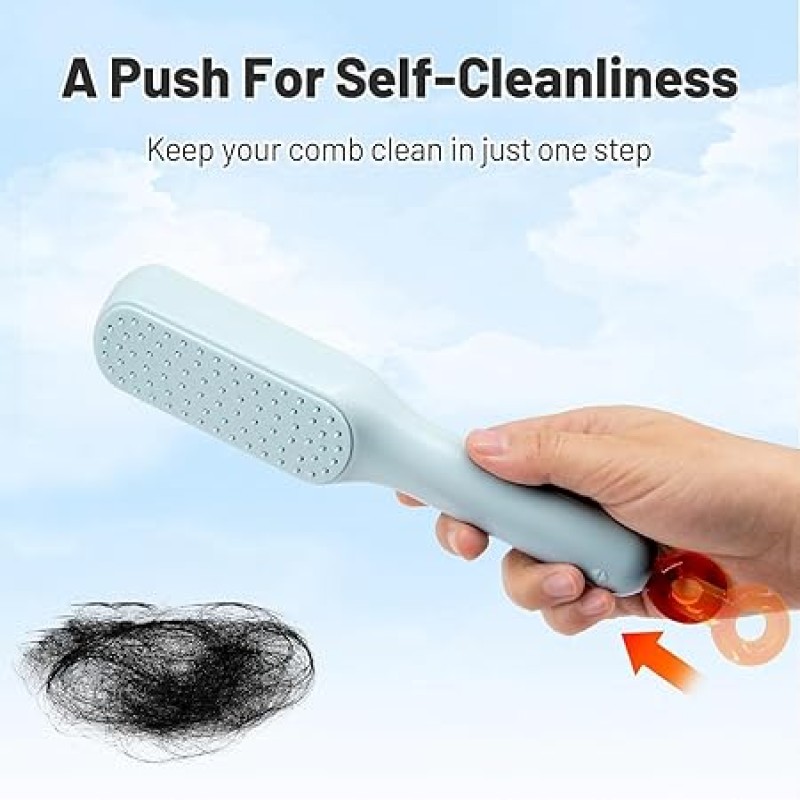 Self Cleaning Hair Brush, One-Click Cleaning Telescopic Hair Comb, Anti-Static Telescopic Hairbrush, Anti-Hair Entangled Automatic