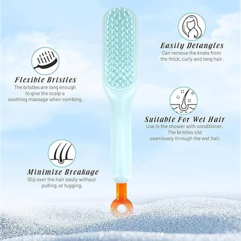 Self Cleaning Hair Brush, One-Click Cleaning Telescopic Hair Comb, Anti-Static Telescopic Hairbrush, Anti-Hair Entangled Automatic