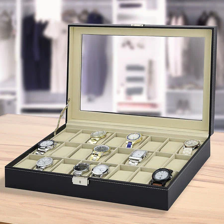 24 Grid Watch Organizer In Best Quality Leather Material.