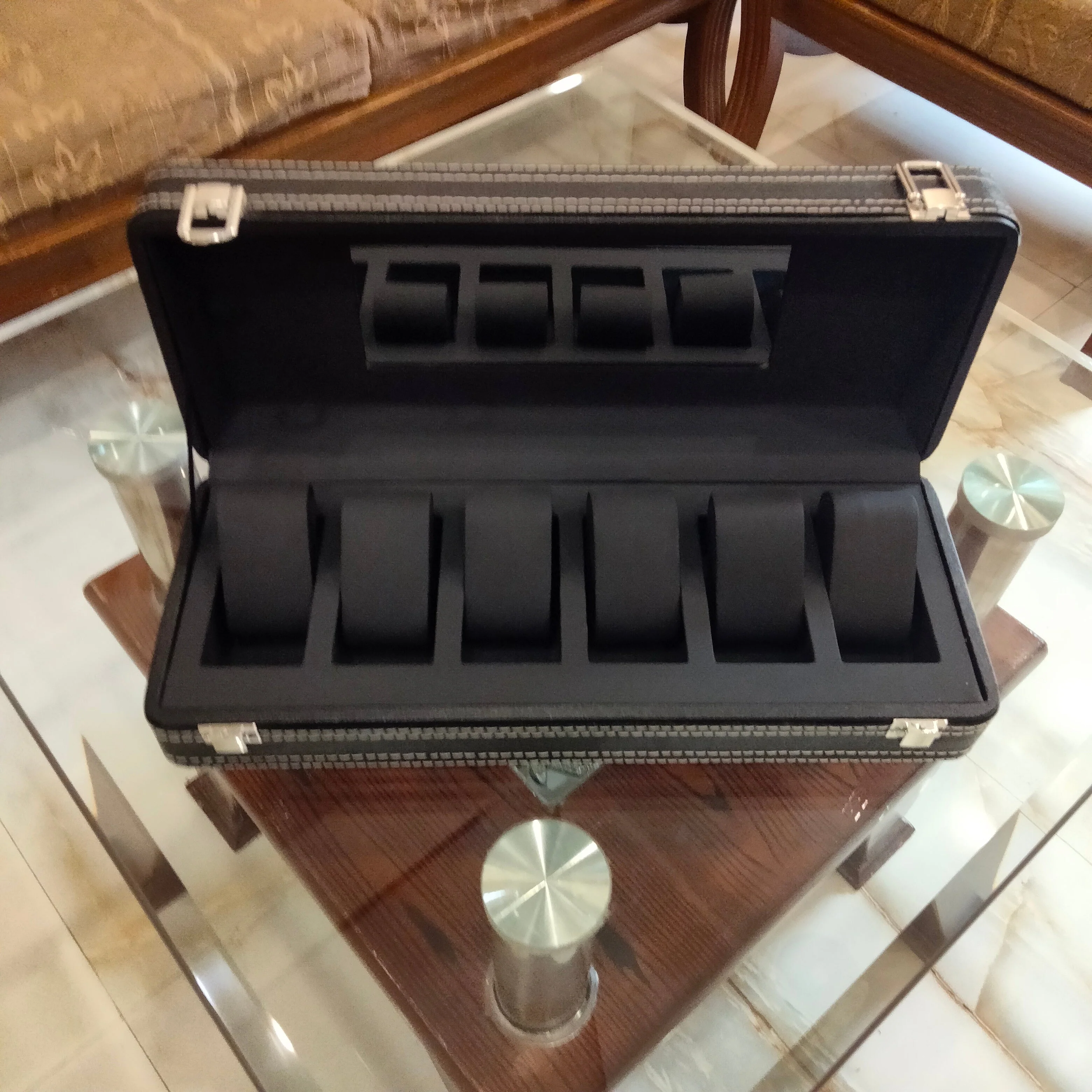 Premium Quality 6 Grid PU Leather Watch Display Box Or Watch Organizer