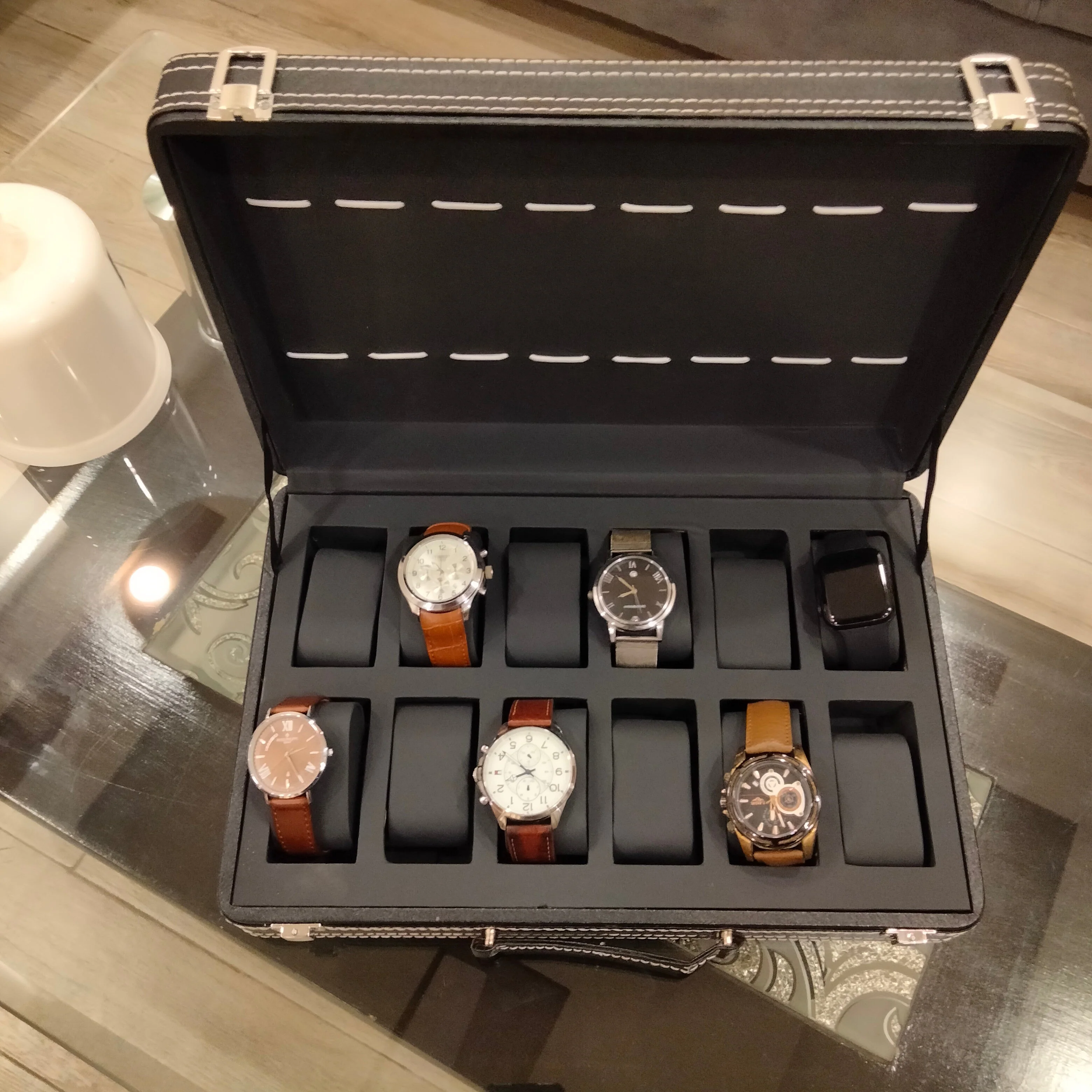 Premium Quality 6 Grid PU Leather Watch Display Box Or Watch Organizer