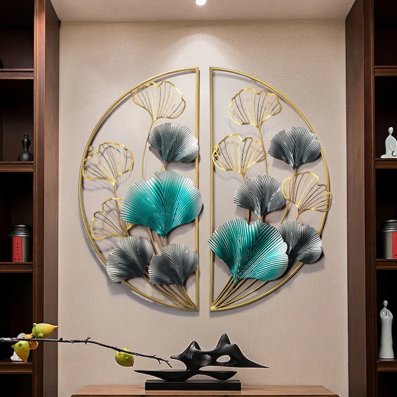 Ginkgo Leaves Quarter Moon Wall Art Decor