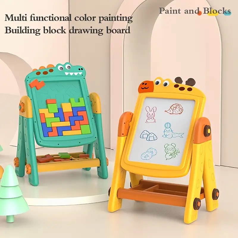 2 in 1 crocodil learning board drawing board building blocks