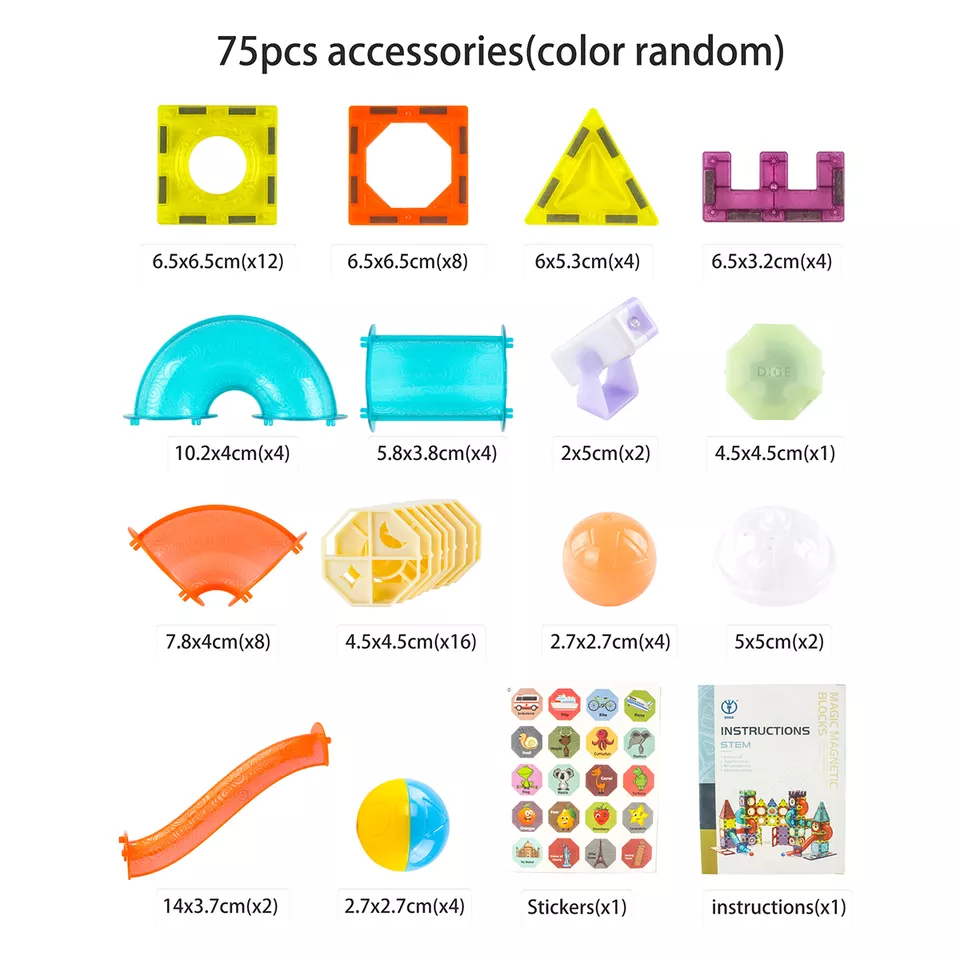 75 Pcs 3D Light Magnetic Tile Blocks