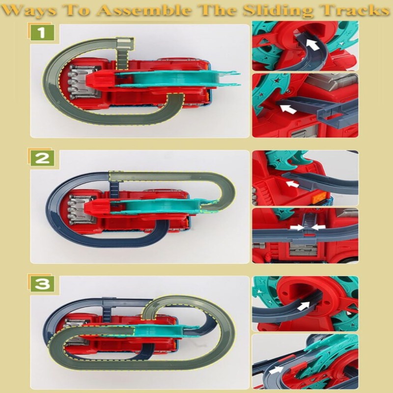 2 in 1 Fire Engine Duck Sliding Track Over Musical Truck Toy 
