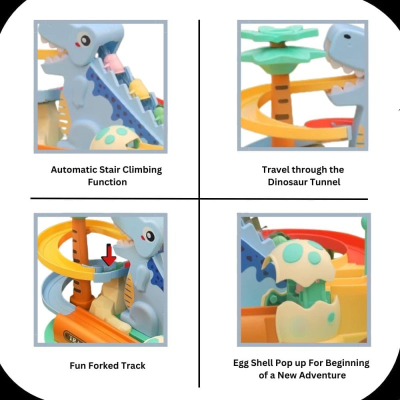 Dinosaur Themed Large Sliding Obstacle Course Adventure Toy (Accessories Color Random)