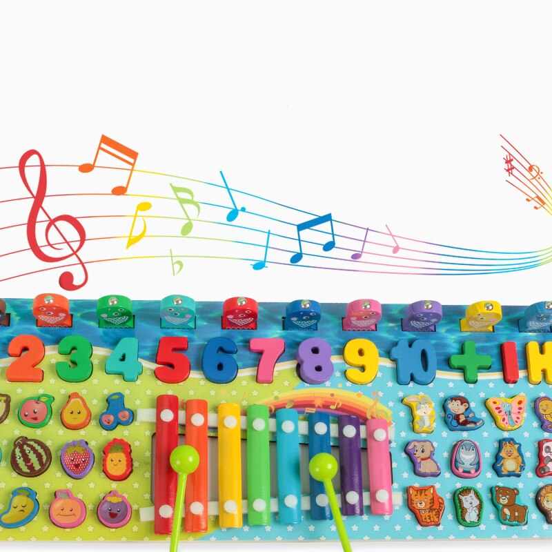 5 in 1 Wooden Puzzle Board with Xylophone