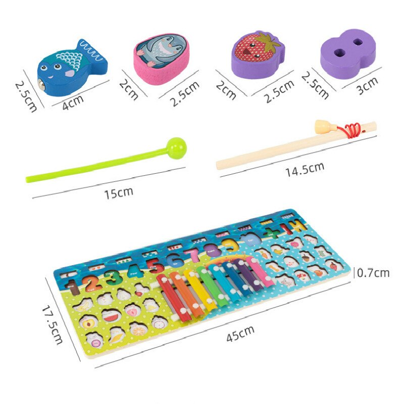 5 in 1 Wooden Puzzle Board with Xylophone