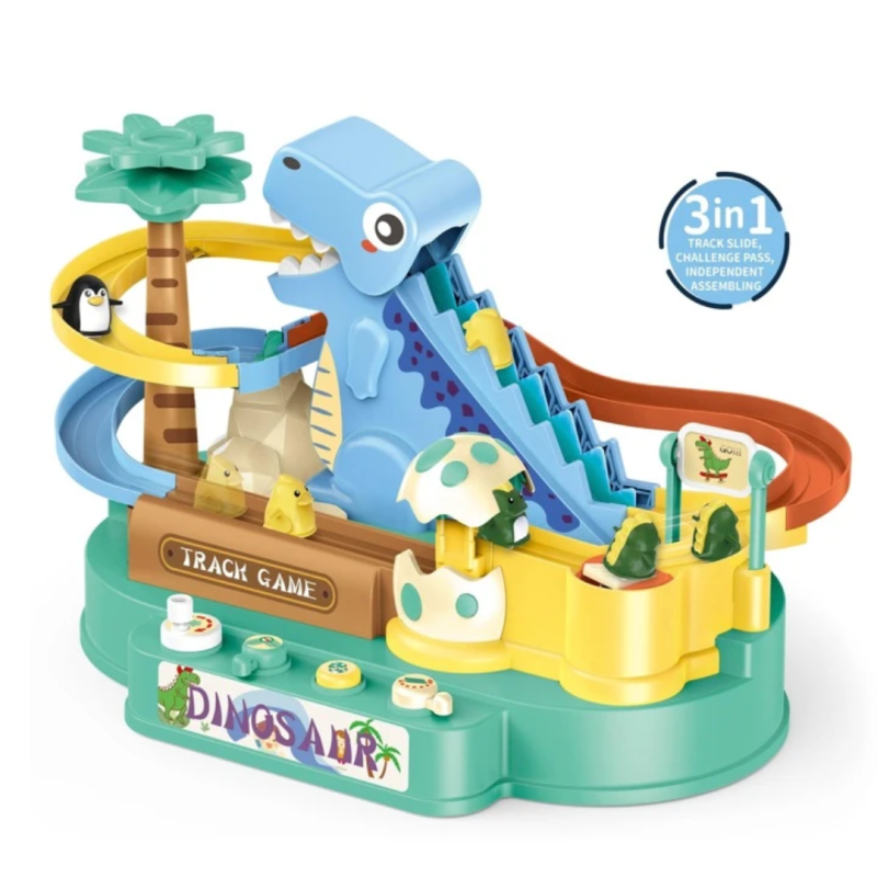 Dinosaur Climbing Hills Rail Car Colorful Track Set