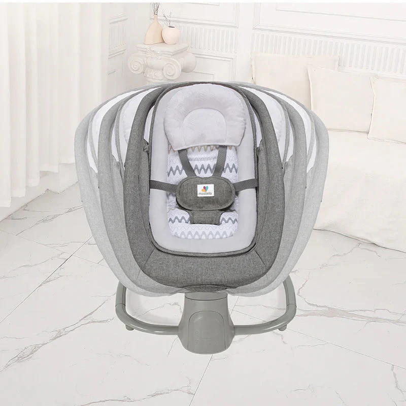 Mastela 4in1 Round Shaped Electronic Baby Swing – Grey – 8112