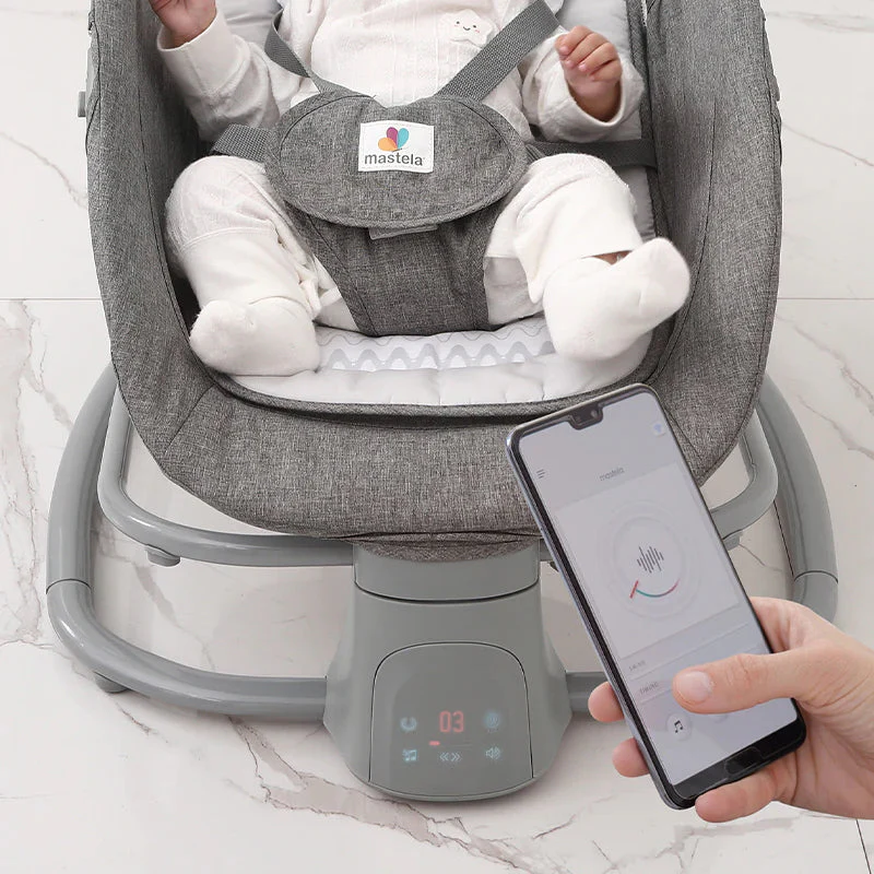 Mastela 4in1 Round Shaped Electronic Baby Swing – Grey – 8112