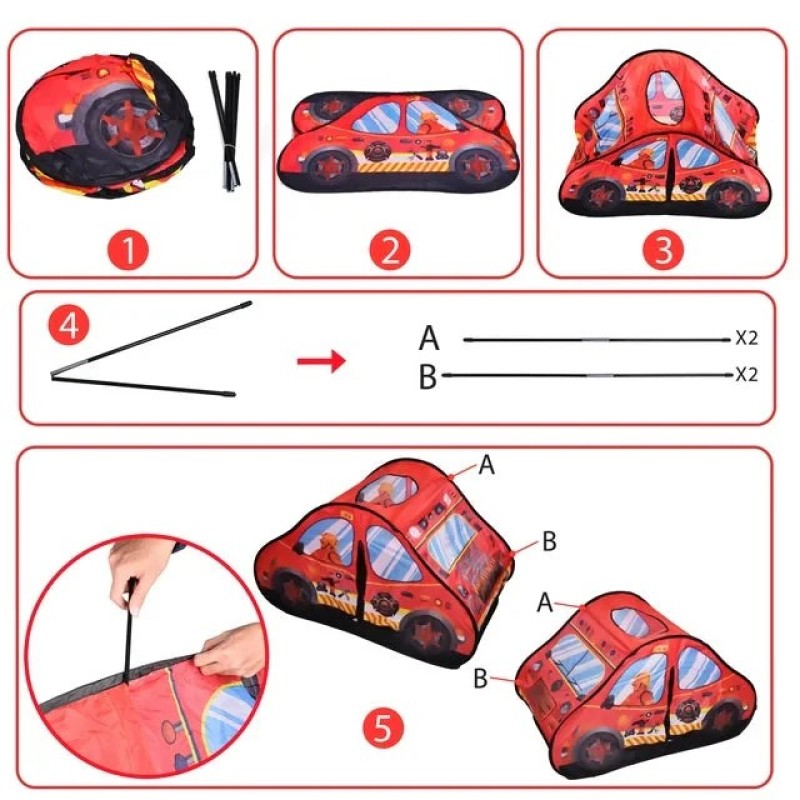Infantes Tent House Car Style + Free 50 Balls red 
