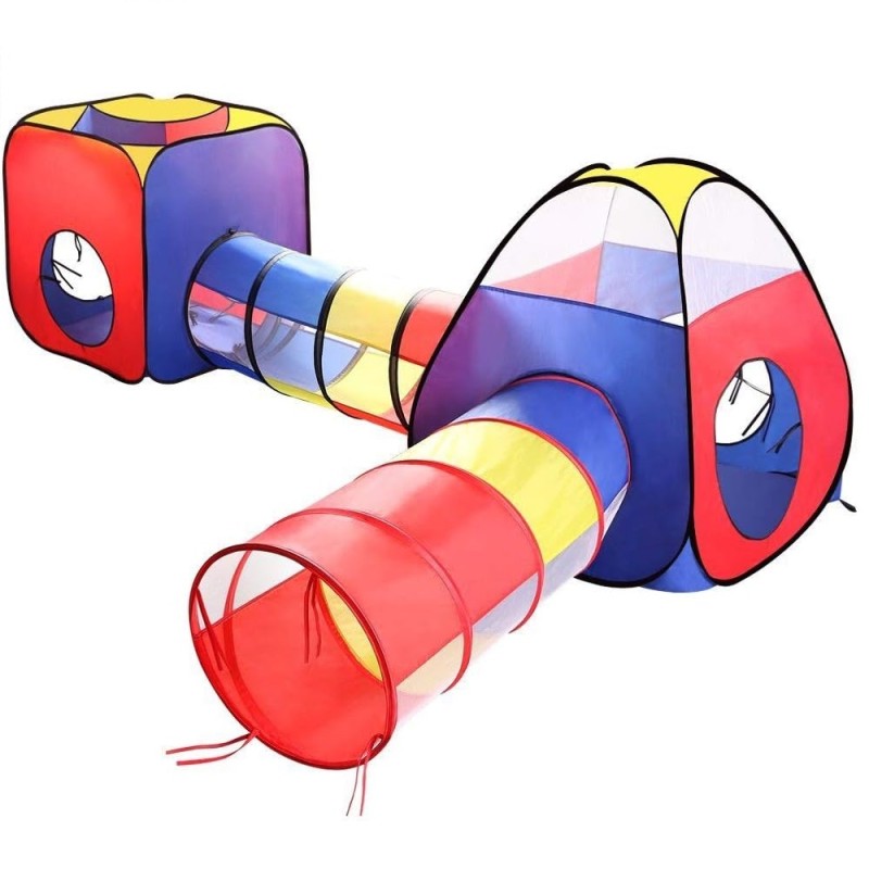 4in1 Kids Tunnel Tent House – Multicolor + Free 50 Balls