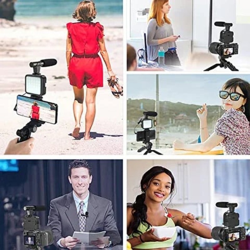 Professional video Microphone kit with Tripod Stand and LED Light
