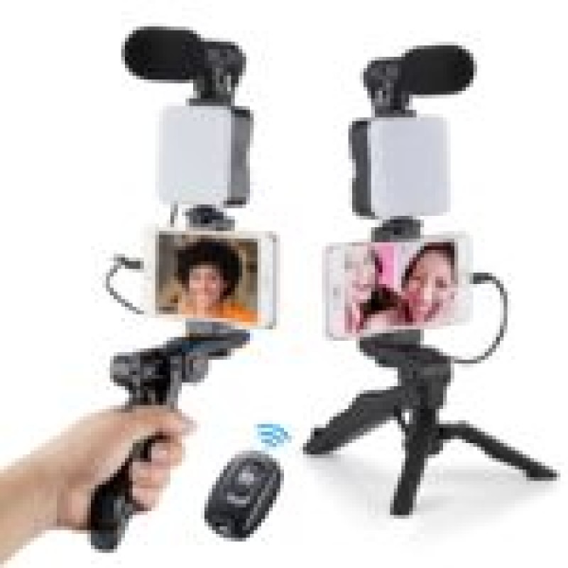 Professional video Microphone kit with Tripod Stand and LED Light
