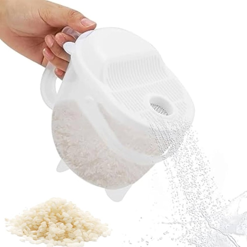 White Plastic Rice Washing Strainer
