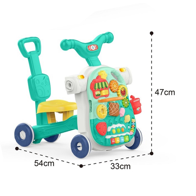 Huanger 4 in 1 Multifunction Baby Walker With Music- Green